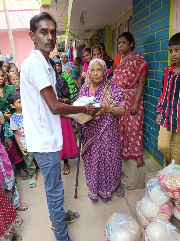 Everyday essentials being shared with an older woman