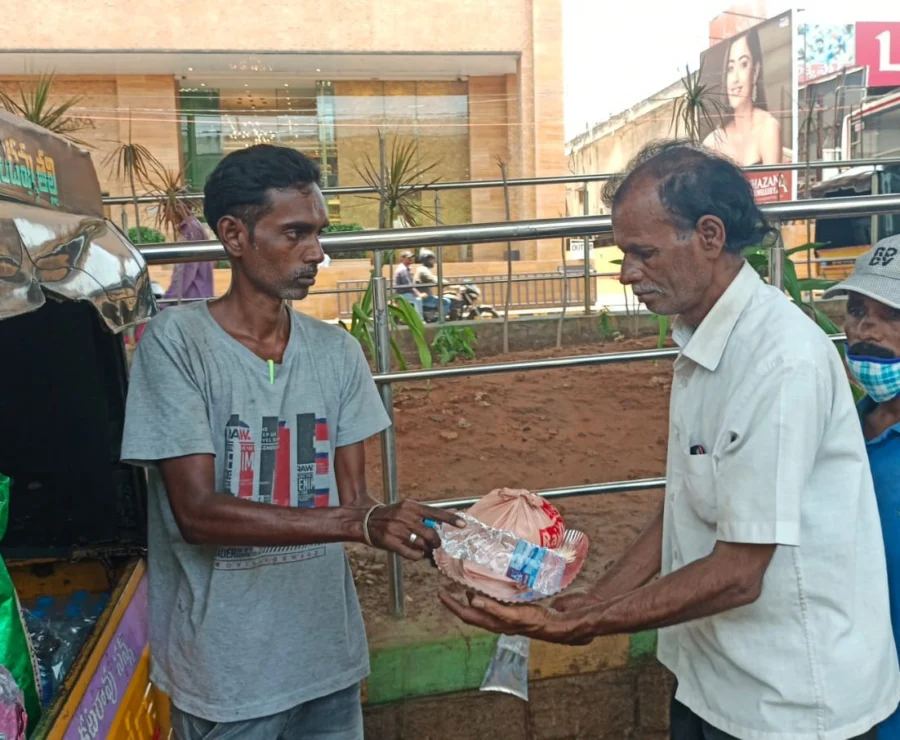 Food and drinking water being shared in the community